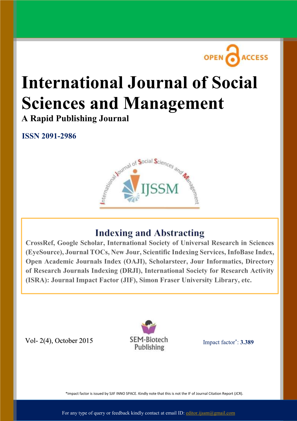 International Journal of Social Sciences and Management a Rapid Publishing Journal