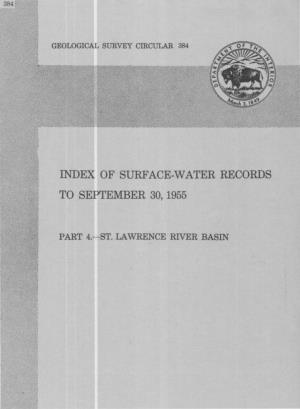 Index of Surface-Water Records to September 30, 1955