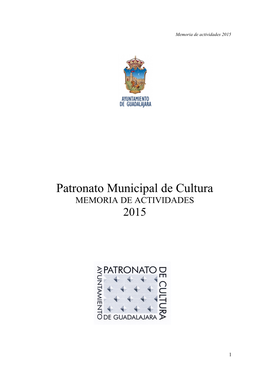 Patronato Municipal De Cultura MEMORIA DE ACTIVIDADES 2015