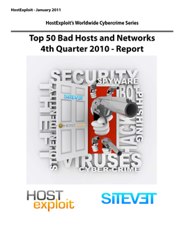 Top 50 Bad Hosts and Networks 4Th Quarter 2010 - Report Table of Contents