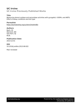 Measuring Phenol Oxidase and Peroxidase Activities with Pyrogallol, L-DOPA, and ABTS: Effect of Assay Conditions and Soil Type