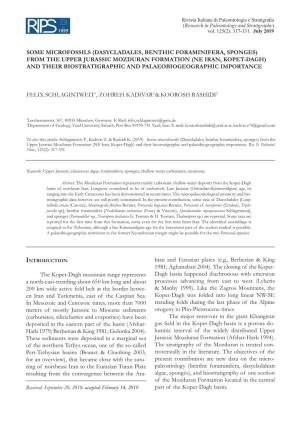 Ne Iran, Kopet-Dagh) and Their Biostratigraphic and Palaeobiogeographic Importance