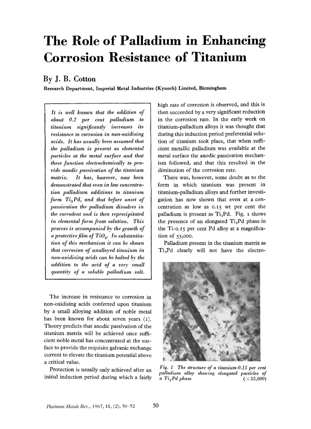 The Role of Palladium in Enhancing Corrosion Resistance of Titanium