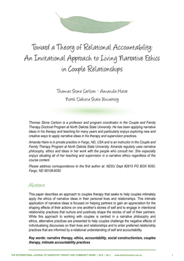 An Invitational Approach to Living Narrative Ethics in Couple Relationships