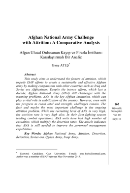 Afghan National Army Challenge with Attrition: a Comparative Analysis