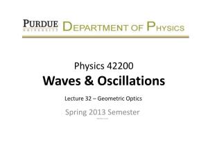 Lecture 32 – Geometric Optics Spring 2013 Semester Matthew Jones Thin Lens Equation