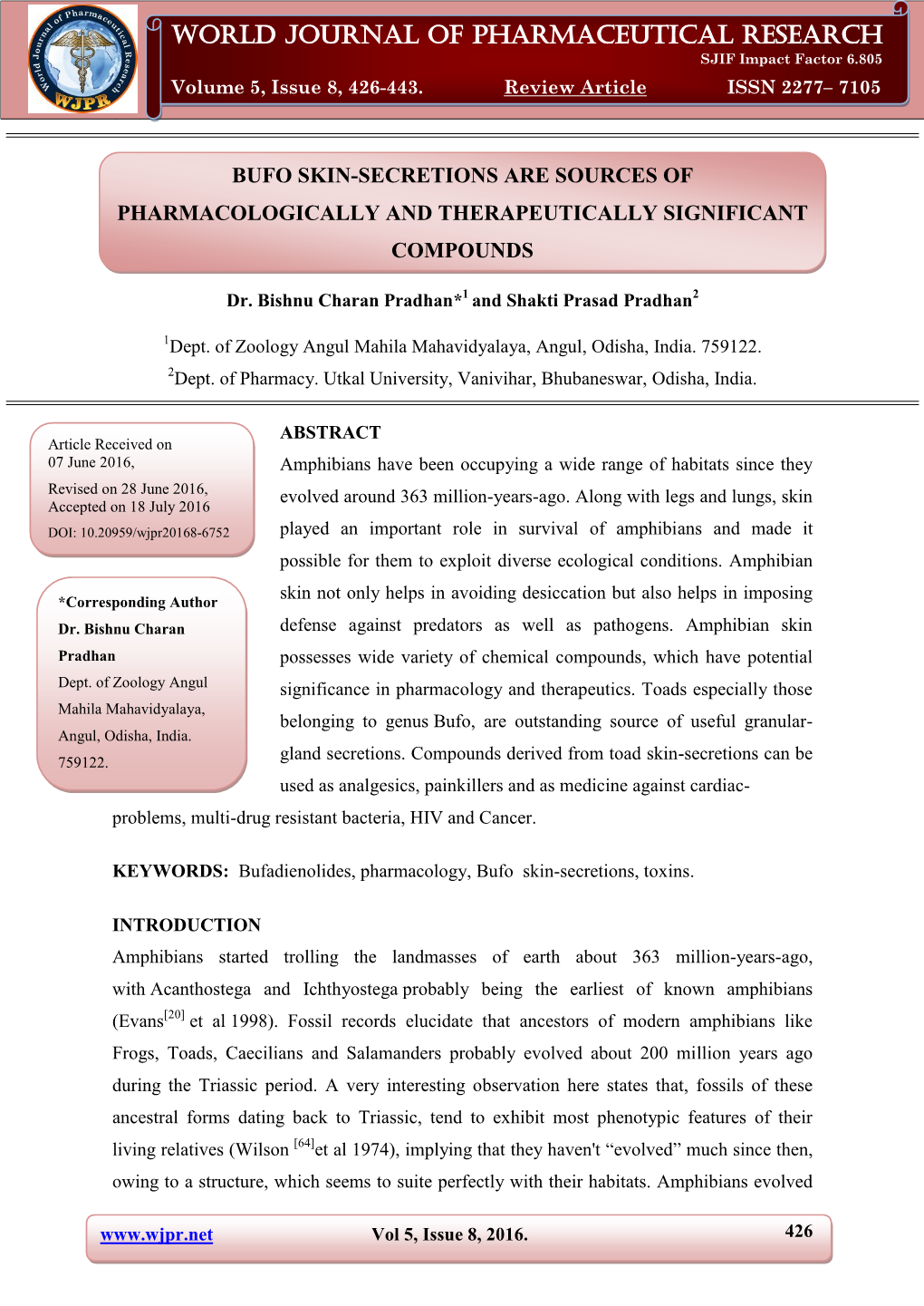 World Journal of Pharmaceutical Research Pradhan Et Al