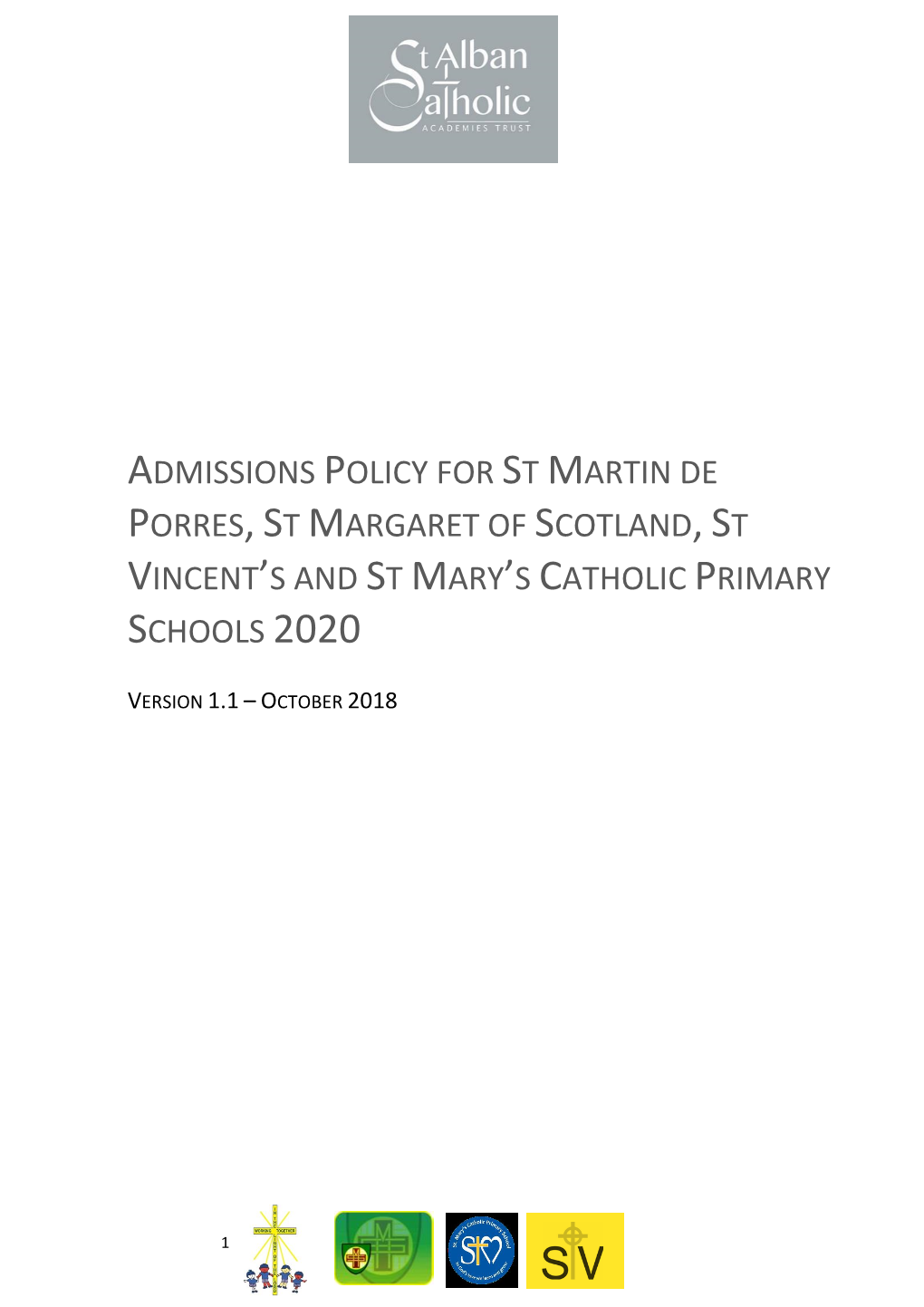 Admissions Policy for St Martin De Porres,St