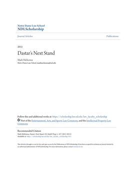 Dastar's Next Stand Mark Mckenna Notre Dame Law School, Markmckenna@Nd.Edu