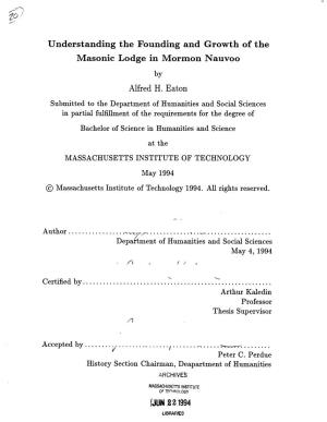 Understanding the Founding and Growth of the Masonic Lodge in Mormon Nauvoo by Alfred H