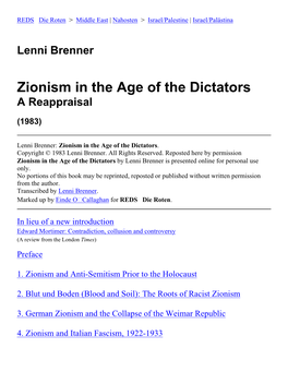 Lenni Brenner: Zionism in the Age of the Dictators