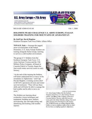 Dolomite Peaks Challenge U.S. Army Europe, Italian Soldiers Training for Mountains of Afghanistan