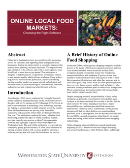 ONLINE LOCAL FOOD MARKETS: Choosing the Right Software