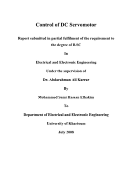 Control of DC Servomotor