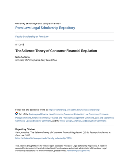 The Salience Theory of Consumer Financial Regulation