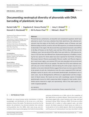 Documenting Neotropical Diversity of Phoronids with DNA Barcoding of Planktonic Larvae