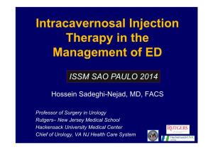 Intracavernosal Injection Therapy in the Management of ED