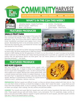 Communityharvest Local Producer Features + Produce Highlights + Recipes + Healthy Tips
