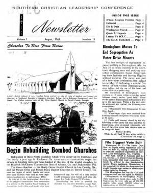 SCLC Newslettter, August, 1963