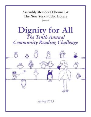 Dignity for All the Tenth Annual Community Reading Challenge
