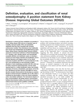 Definition, Evaluation, and Classification of Renal Osteodystrophy