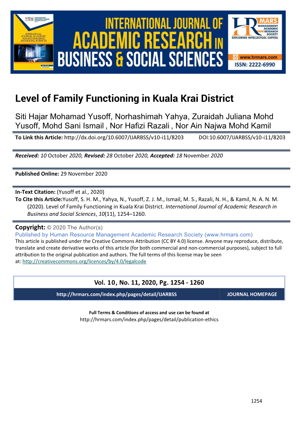 Level of Family Functioning in Kuala Krai District