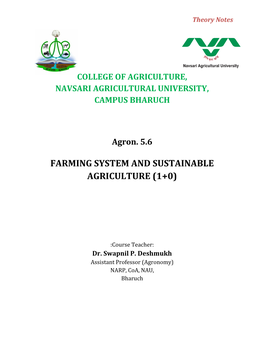 Farming System and Sustainable Agriculture (1+0)