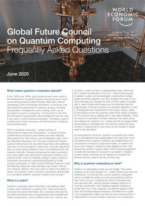 Global Future Council on Quantum Computing Frequently Asked Questions