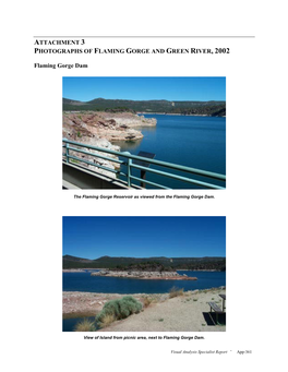 Attachment 3 Photographs of Flaming Gorge and Green River, 2002