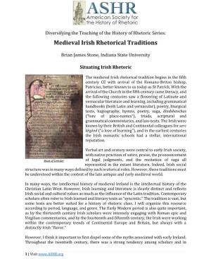 Medieval Irish Rhetorical Traditions
