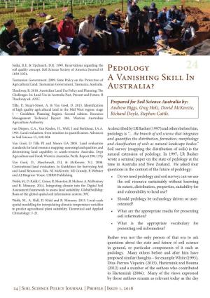 Pedology a Vanishing Skill in Australia?