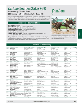 Dixiana Bourbon Stakes (G3) Sponsored by Dixiana Farm 28Th Running • Fall • 1 1/16 Miles (Turf) • 2-Year-Olds
