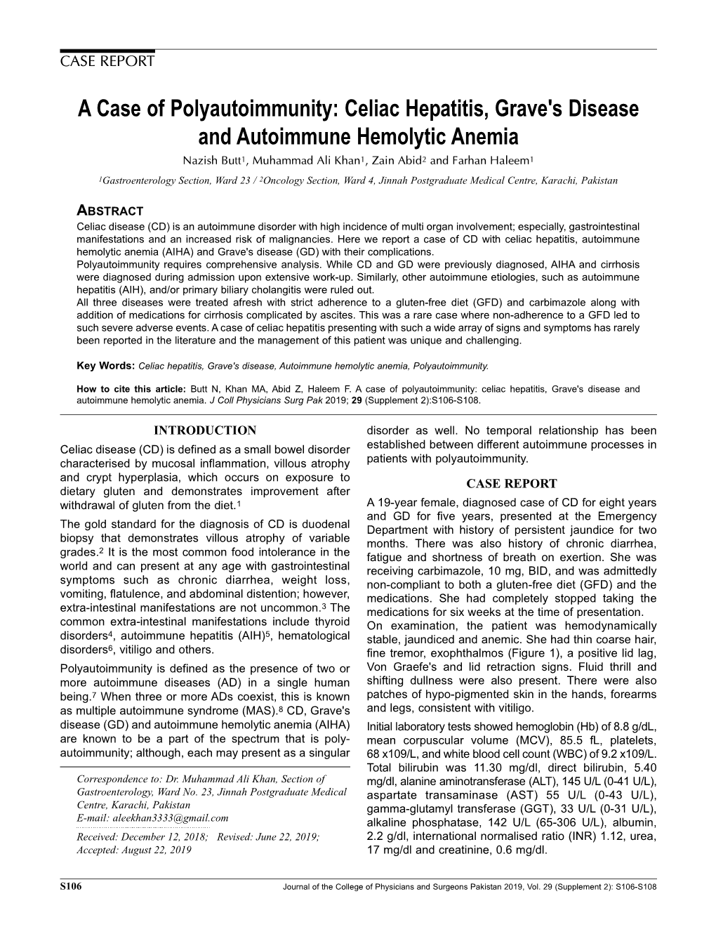 Celiac Hepatitis, Grave's Disease and Autoimmune Hemolytic Anemia