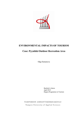 ENVIRONMENTAL IMPACTS of TOURISM Case: Pyynikki Outdoor