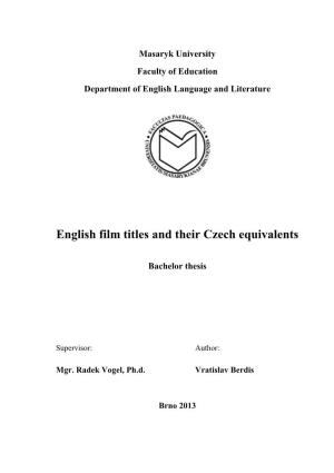 English Film Titles and Their Czech Equivalents