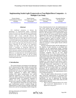 Implementing Scaled-Agile Frameworks at Non-Digital Born Companies - a Multiple Case Study