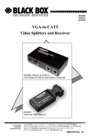 VGA-To-CAT5 Video Splitters and Receiver