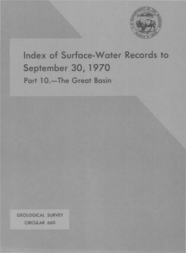 Index of Surface-Water Records to September 30, 1970 Part 1 0.-The Great Basin