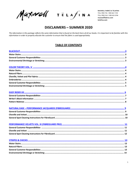 Disclaimers – Summer 2020