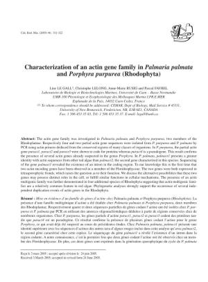 Characterization of an Actin Gene Family in Palmaria Palmata and Porphyra Purpurea (Rhodophyta)