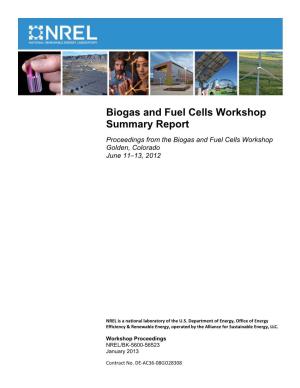 Biogas and Fuel Cells Workshop Summary Report Proceedings from the Biogas and Fuel Cells Workshop Golden, Colorado June 11–13, 2012