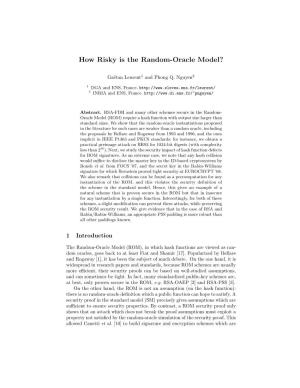 How Risky Is the Random-Oracle Model?