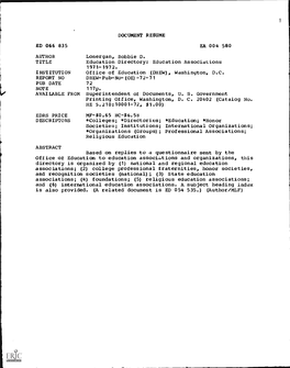 Education Directory: Education Associations 1971-1972. INSTITUTION Office of Education (DHEW), Washington, D.C