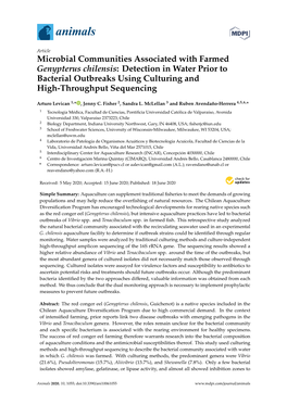 Microbial Communities Associated with Farmed Genypterus Chilensis: Detection in Water Prior to Bacterial Outbreaks Using Culturing and High-Throughput Sequencing