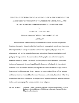 Nepantla in Georgia and Oaxaca: Using Critical Discourse Analysis and Linguistic Ethnography to Understand Multilingual and Mult