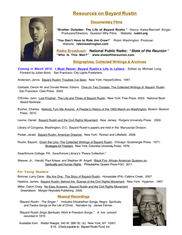 Resources on Bayard Rustin
