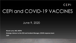 CEPI and COVID-19 VACCINES