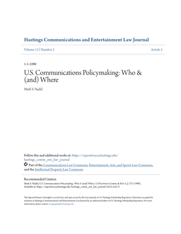 U.S. Communications Policymaking: Who & (And) Where