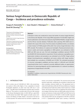 Congo DRC, Kamwiziku. Mycoses 2021