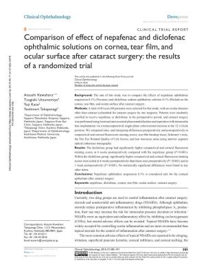 Comparison of Effect of Nepafenac and Diclofenac Ophthalmic Solutions